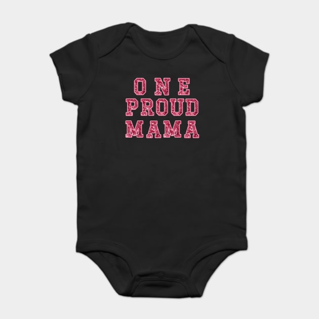 pink glitter one proud mama Baby Bodysuit by Prinyos